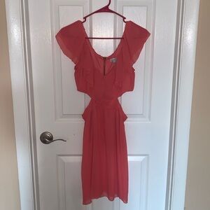 Coral dress with cut outs on the side - wore once